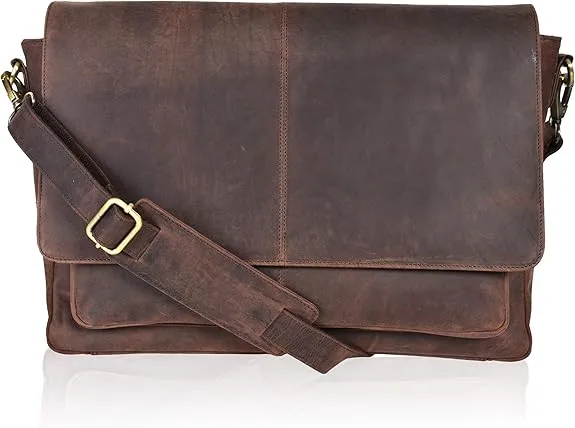 KomalC 18-Inch Leather Briefcase
