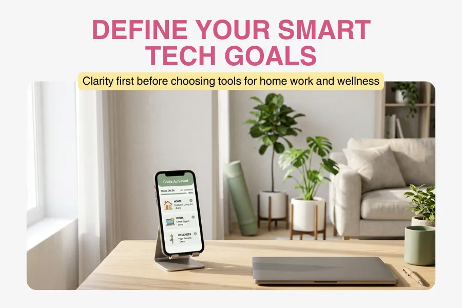 Clear goals for home work and wellness with simple smart tech Clear goals for home work and wellness with simple smart tech